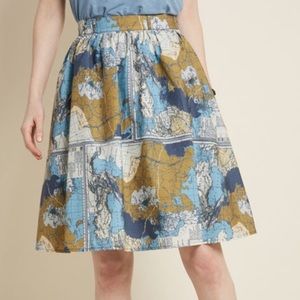 ModCloth Cotton Maps Pocket Skirt